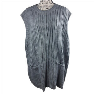 Gray Sleeveless Knit Sweater Large Womens